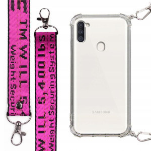 Etui Antishock + Mocna Smycz Fuksja do SAMSUNG A11