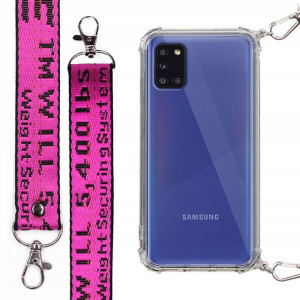 Etui Antishock + Mocna Smycz Fuksja do SAMSUNG A31