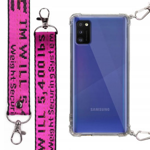 Etui Antishock + Mocna Smycz Fuksja do SAMSUNG A41