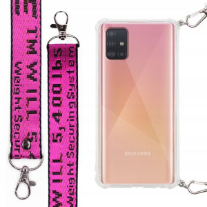 Etui Antishock + Mocna Smycz Fuksja do SAMSUNG A51