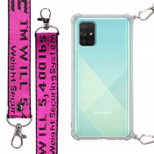 Etui Antishock + Mocna Smycz Fuksja do SAMSUNG A71