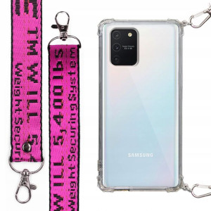Etui Antishock + Mocna Smycz Fuksja do SAMSUNG A91