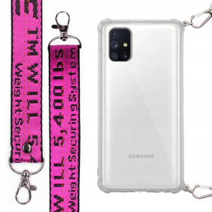 Etui Antishock + Mocna Smycz Fuksja do SAMSUNG M51