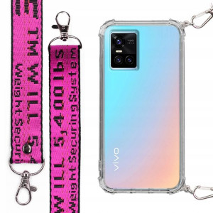 Etui Antishock + Mocna Smycz Fuksja do VIVO S10