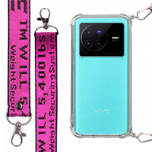 Etui Antishock + Mocna Smycz Fuksja do VIVO X80