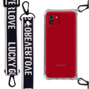 Etui Antishock + Mocna Smycz Granat do SAMSUNG A03