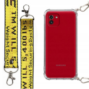 Etui Antishock + Mocna Smycz Żółta do SAMSUNG A03