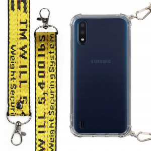 Etui Antishock + Mocna Smycz Żółta do SAMSUNG M01
