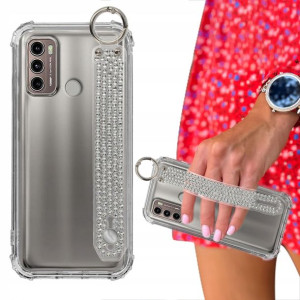 Etui ANTISHOCK + Pasek Cyrkonie do MOTOROLA G60 4G
