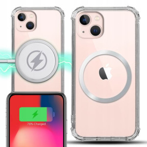 Etui Antishock + Ring MAGSAFE Srebrny do IPHONE 13