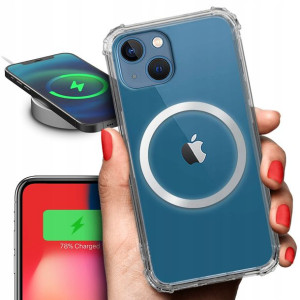 Etui Antishock + Ring MAGSAFE Srebrny do IPHONE 14