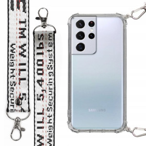 Etui Antishock + Smycz Biała do SAMSUNG S21 ULTRA