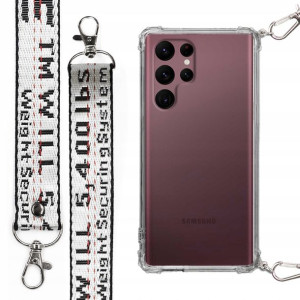 Etui Antishock + Smycz Biała do SAMSUNG S22 ULTRA