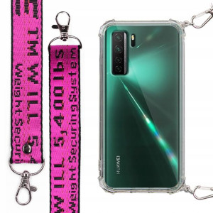 Etui Antishock + Smycz Fuksja do HUAWEI NOVA 7 SE