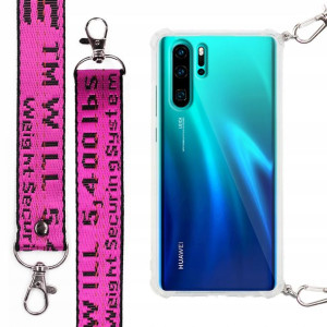 Etui Antishock + Smycz Fuksja do HUAWEI P30 PRO