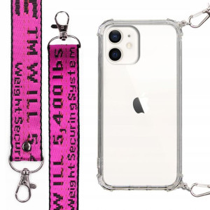 Etui Antishock + Smycz Fuksja do IPHONE 12 MINI