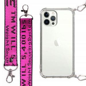 Etui Antishock + Smycz Fuksja do IPHONE 12 PRO MAX