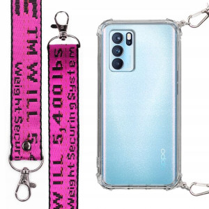 Etui Antishock + Smycz Fuksja do OPPO RENO 6 5G
