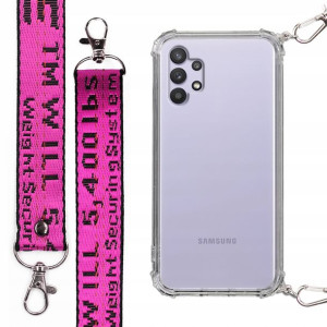 Etui Antishock + Smycz Fuksja do SAMSUNG A32 4G