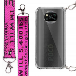 Etui Antishock + Smycz Fuksja do XIAOMI POCO X3