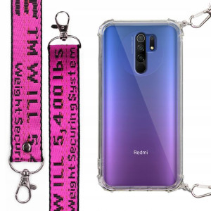 Etui Antishock + Smycz Fuksja do XIAOMI REDMI 9