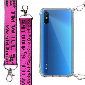 Etui Antishock + Smycz Fuksja do XIAOMI REDMI 9A