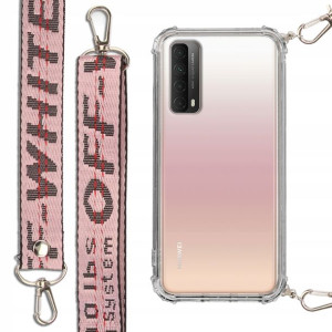 Etui Antishock + Smycz Róż do HUAWEI P SMART 2021