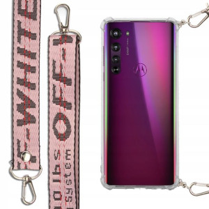 Etui Antishock + Smycz Róż do MOTOROLA EDGE Case