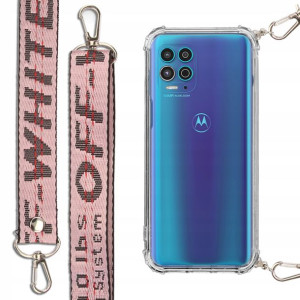 Etui Antishock + Smycz Róż do MOTOROLA G100 Case
