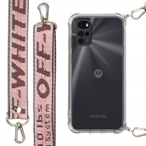 Etui Antishock + Smycz Róż do MOTOROLA G22 4G Case