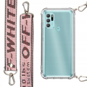 Etui Antishock + Smycz Róż do MOTOROLA G60S Case