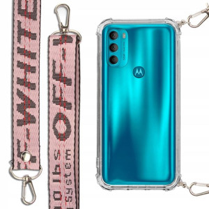 Etui Antishock + Smycz Róż do MOTOROLA G71 5G Case