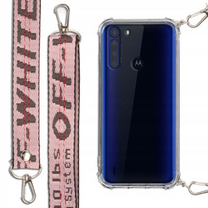 Etui Antishock + Smycz Róż do MOTOROLA ONE FUSION