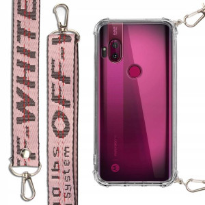 Etui Antishock + Smycz Róż do MOTOROLA ONE HYPER
