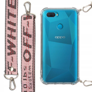 Etui Antishock + Smycz Róż do OPPO A12 Case Mocna