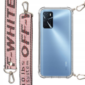 Etui Antishock + Smycz Róż do OPPO A16 Case Mocna