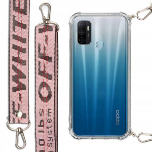 Etui Antishock + Smycz Róż do OPPO A32 Case Mocna
