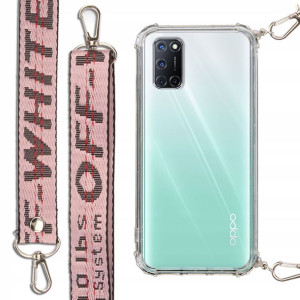 Etui Antishock + Smycz Róż do OPPO A72 Case Mocna