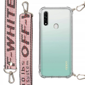 Etui Antishock + Smycz Róż do OPPO A8 Case Mocna