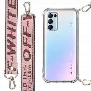 Etui Antishock + Smycz Róż do OPPO RENO 5 4G Case