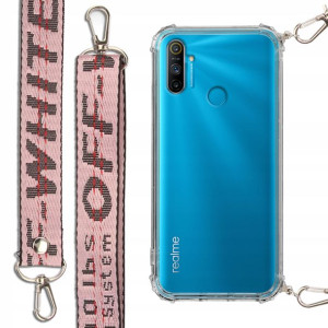 Etui Antishock + Smycz Róż do REALME C3 Case Mocna