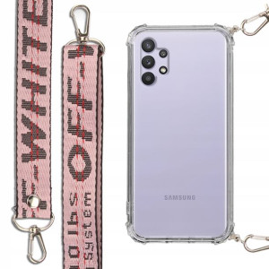 Etui Antishock + Smycz Róż do SAMSUNG A32 4G Case