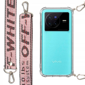 Etui Antishock + Smycz Róż do VIVO X80 Case Mocna