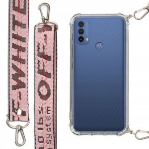 Etui Antishock + Smycz Różowa do MOTOROLA E40 Case