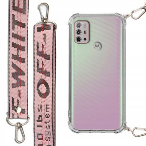 Etui Antishock + Smycz Różowa do MOTOROLA G30 Case