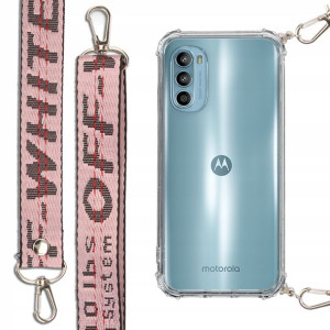 Etui Antishock + Smycz Różowa do MOTOROLA G52 Case