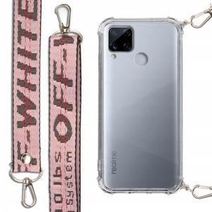 Etui Antishock + Smycz Różowa do REALME C15 Case