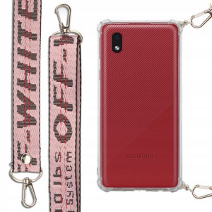 Etui Antishock + Smycz Różowa do SAMSUNG A01 CORE