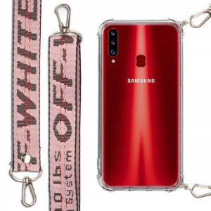 Etui Antishock + Smycz Różowa do SAMSUNG A20S Case