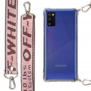 Etui Antishock + Smycz Różowa do SAMSUNG A41 Case